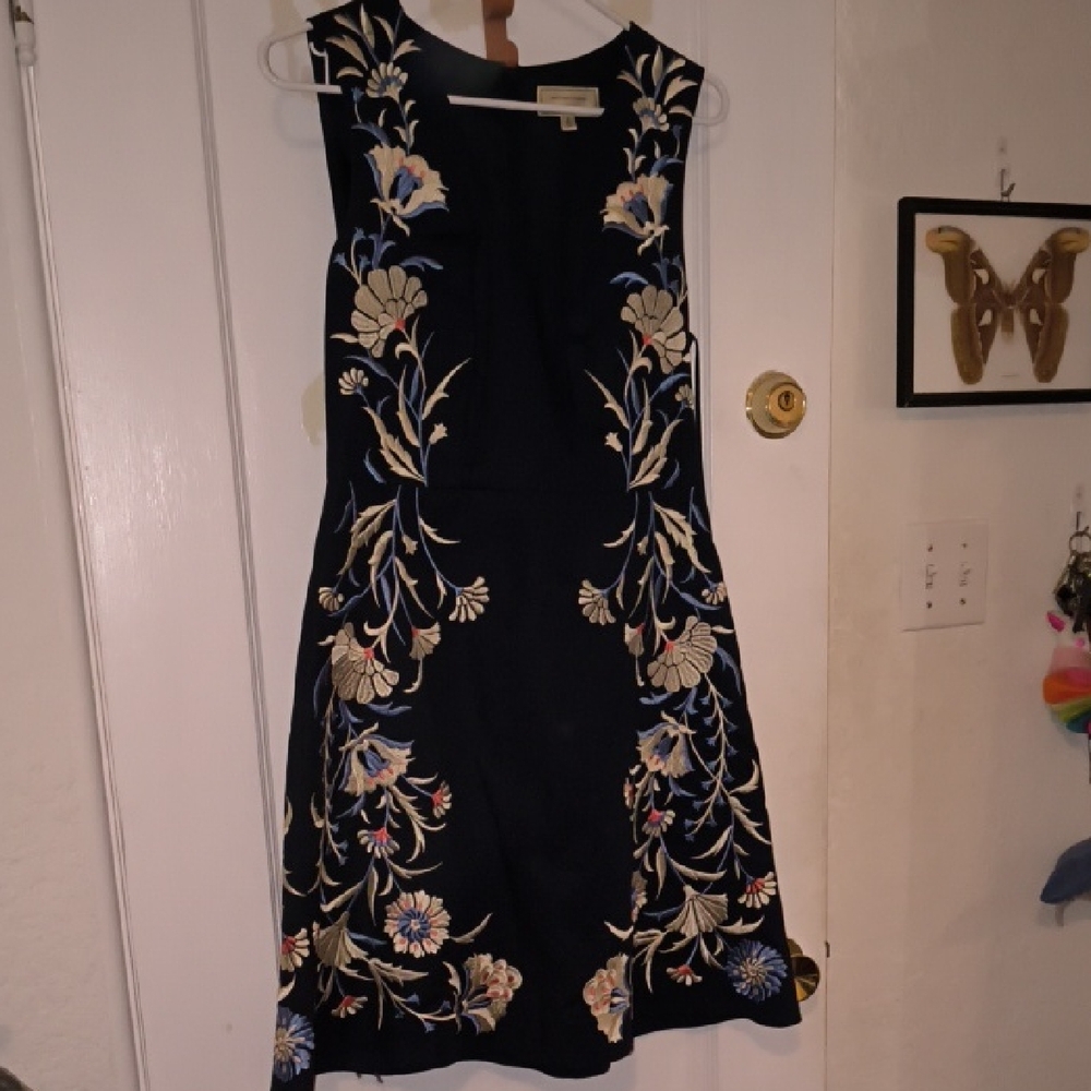 Moulinette Soeurs | Navy Floral Embroidered Midi Dress